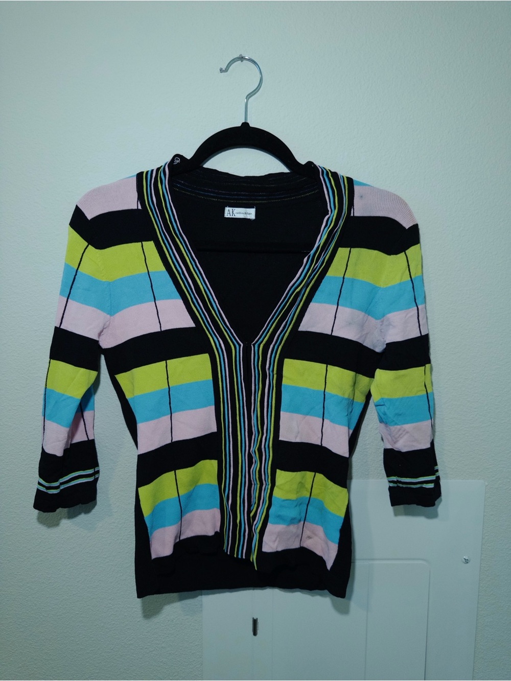 Bright Striped Statement V-Neck Cardigan Sweater